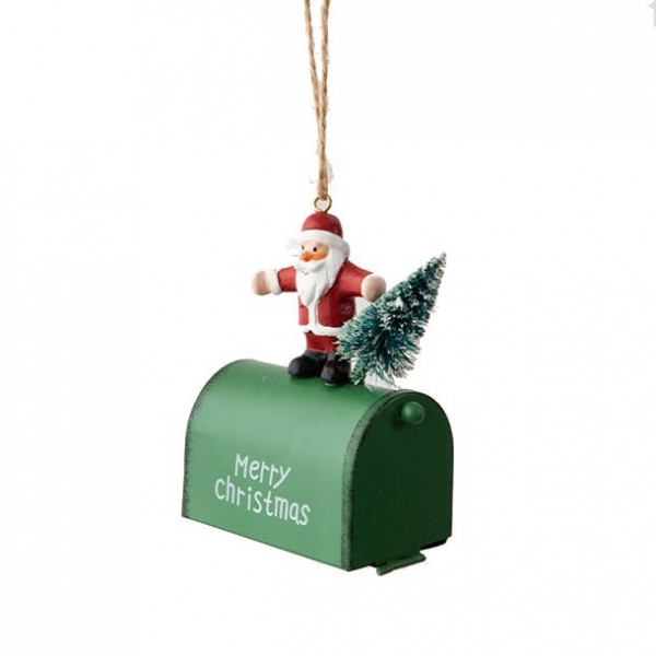 1 Adet 10x8x4cm Posta Kutusunda Noel Baba Ağaç Süsü
