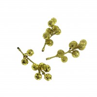 10 Adet 10cm Berry Kokina Yılbaşı Çiçeği Altın Simli