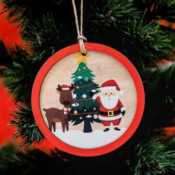 10cm Ahşap Yılbaşı Ağaç Süsü Noel Baba Çam Ağacı
