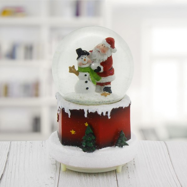 11x18cm Işıklı Kar Küresi Müzikli Püskürtmeli Noel Baba Yılbaşı