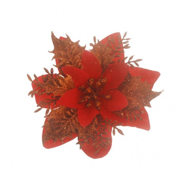 12cm Atatürk Çiçeği Kumaş Çiçek Ponsetya Kırmızı 1 Adet
