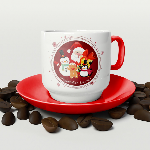 2 Adet Türk Kahvesi Yılbaşı Kahve Fincanı İsimli Yılbaşı Motifleri