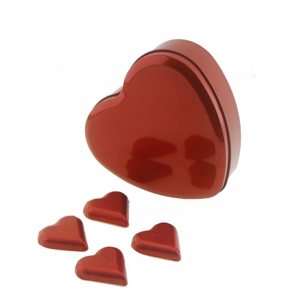 25 Adet Büyük Kalp Çikolata Metal Kutuda
