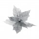 25cm Atatürk Çiçeği Kumaş Çiçek Ponsetya Gümüş Simli 1 Adet
