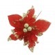 26cm Simli Kırmızı Kumaş Çiçek 1 Adet