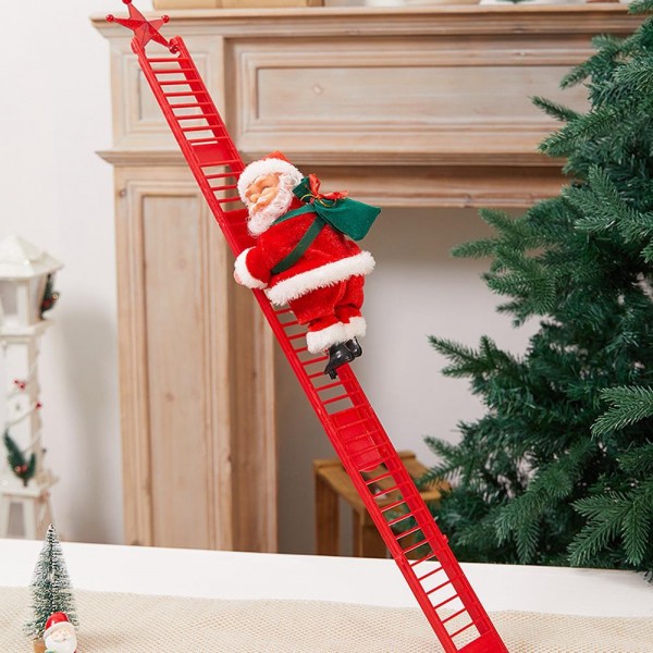 70cm Uzun Merdivene Tırmanan Noel Baba Hareketli Pilli