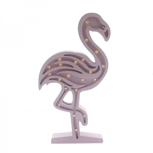 Ahşap Led Işıklı Pilli Flamingo Dekor